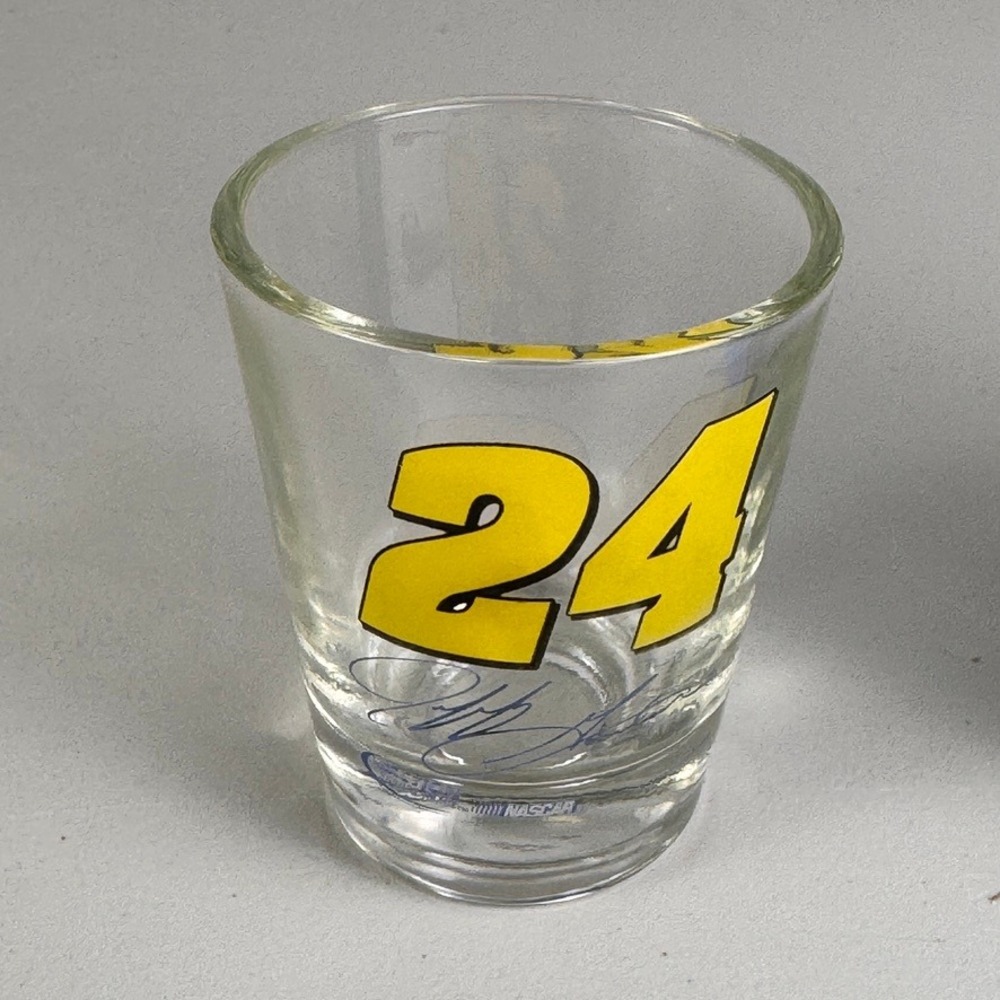 NASCAR Jeff Gordon 24 Shot Glass Clear Yellow‎ Signature Racing Barware